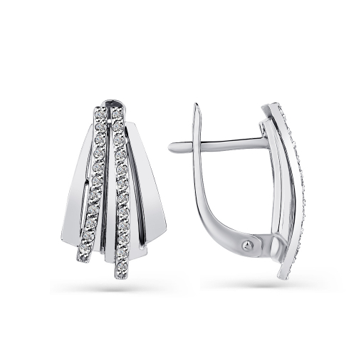 Cercei din aur alb cu pietre Cubic zirconia