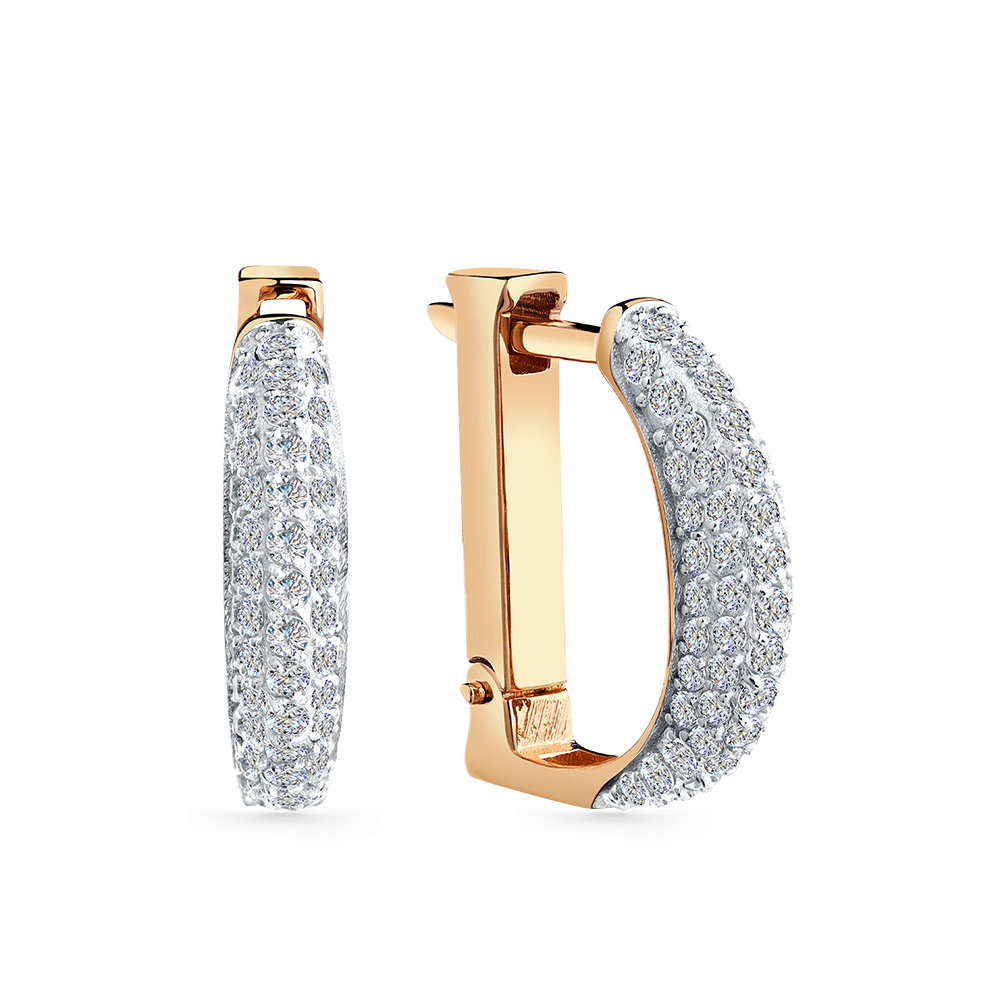 Cercei din aur roșu cu pietre Cubic Zirconia Incolor