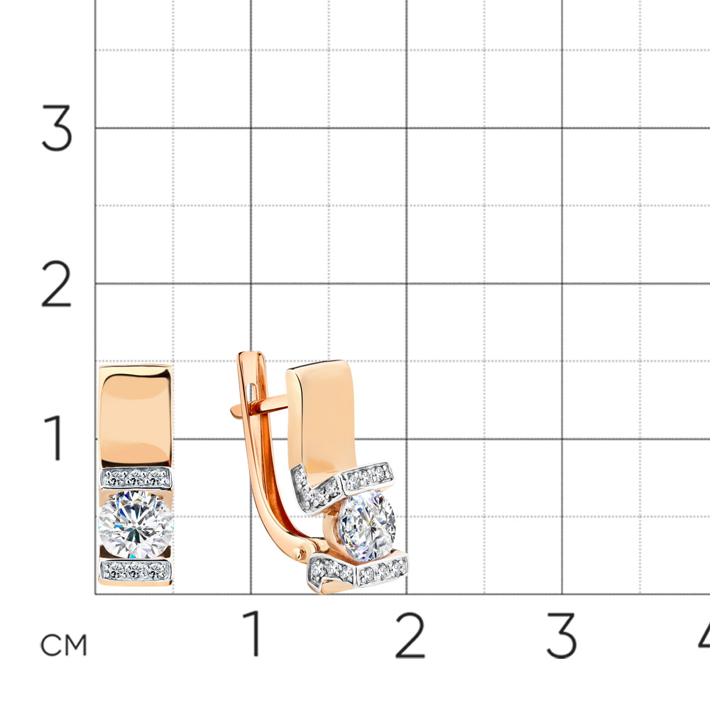 Cercei din aur roșu cu pietre Cubic Zirconia Incolor