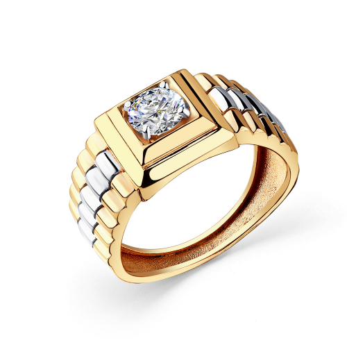 Inel din aur roșu cu pietre Cubic Zirconia Incolor