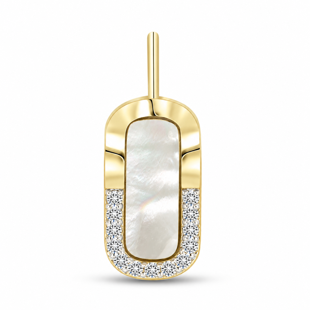 Pandantiv din aur galben cu Diamant, Sidef Alb