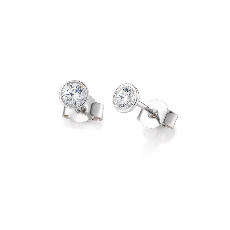 Cercei Pusete din aur alb cu pietre Diamant