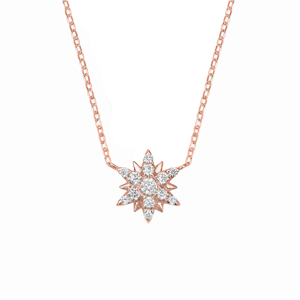 Colier din aur roz cu pietre Diamant
