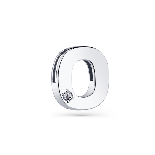 Pandativ literă din aur alb cu pietre Cubic zirconia
