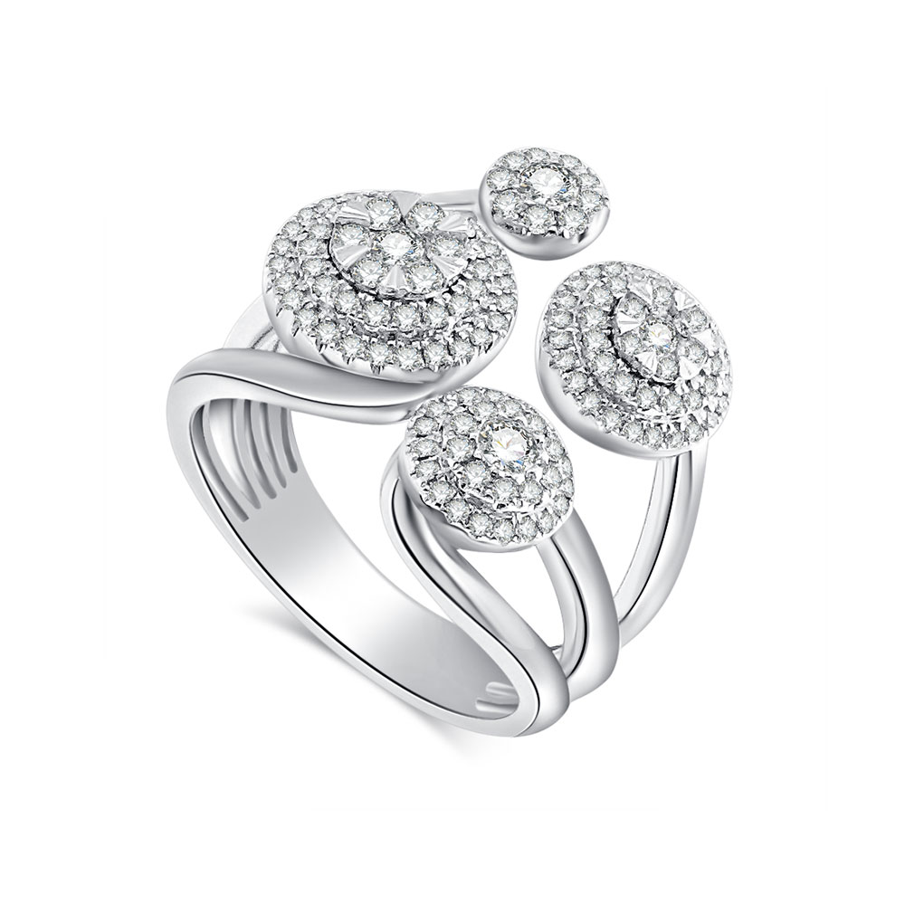Inel din aur alb cu pietre Diamant