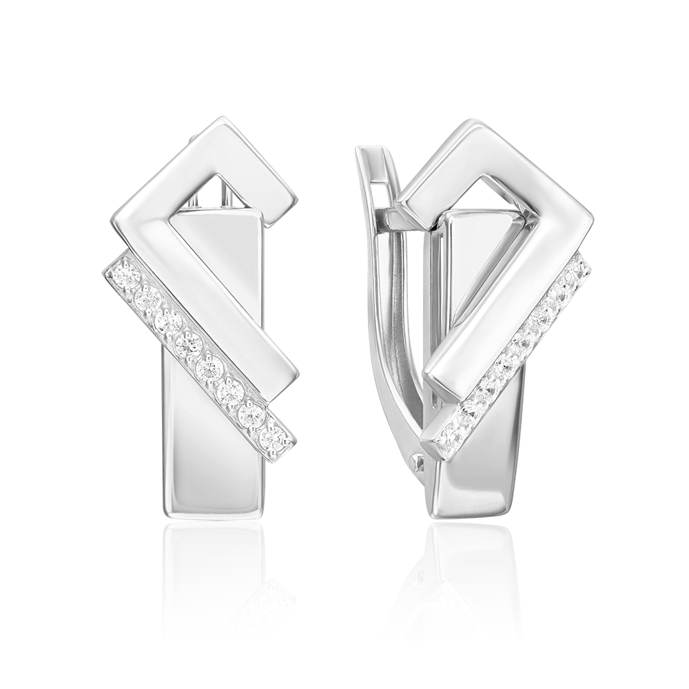 Cercei din aur alb cu pietre Cubic Zirconia Incolor