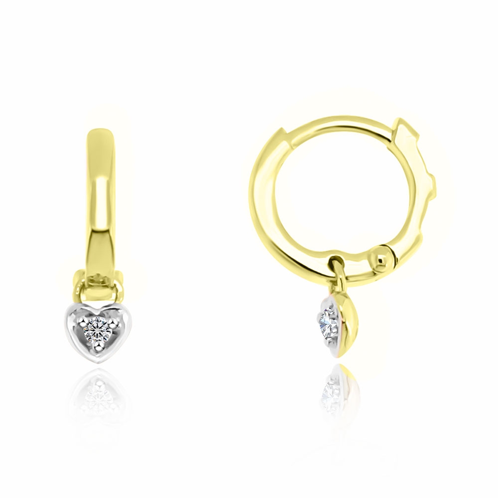 Cercei Creole din aur galben cu pietre Diamant