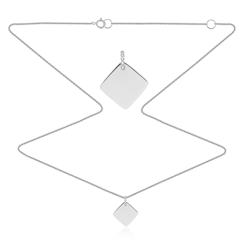 Colier din aur alb cu pietre Diamant