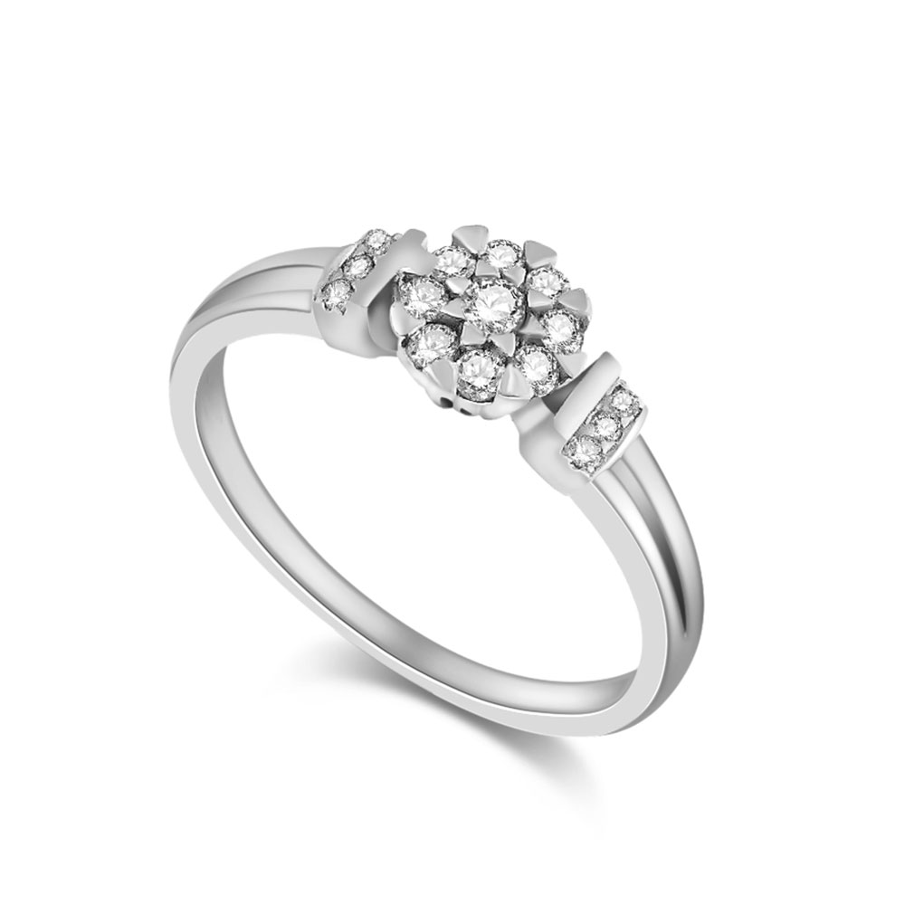 Inel din aur alb cu pietre Diamant