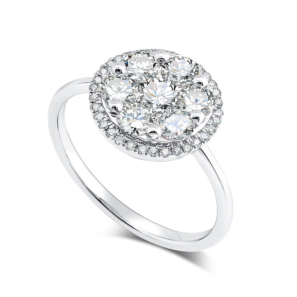 Inel din aur alb cu pietre Diamant