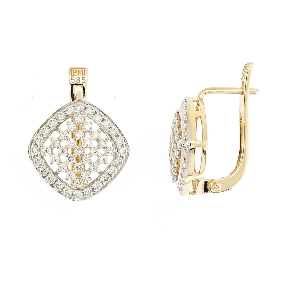 Cercei din aur galben cu pietre Diamant