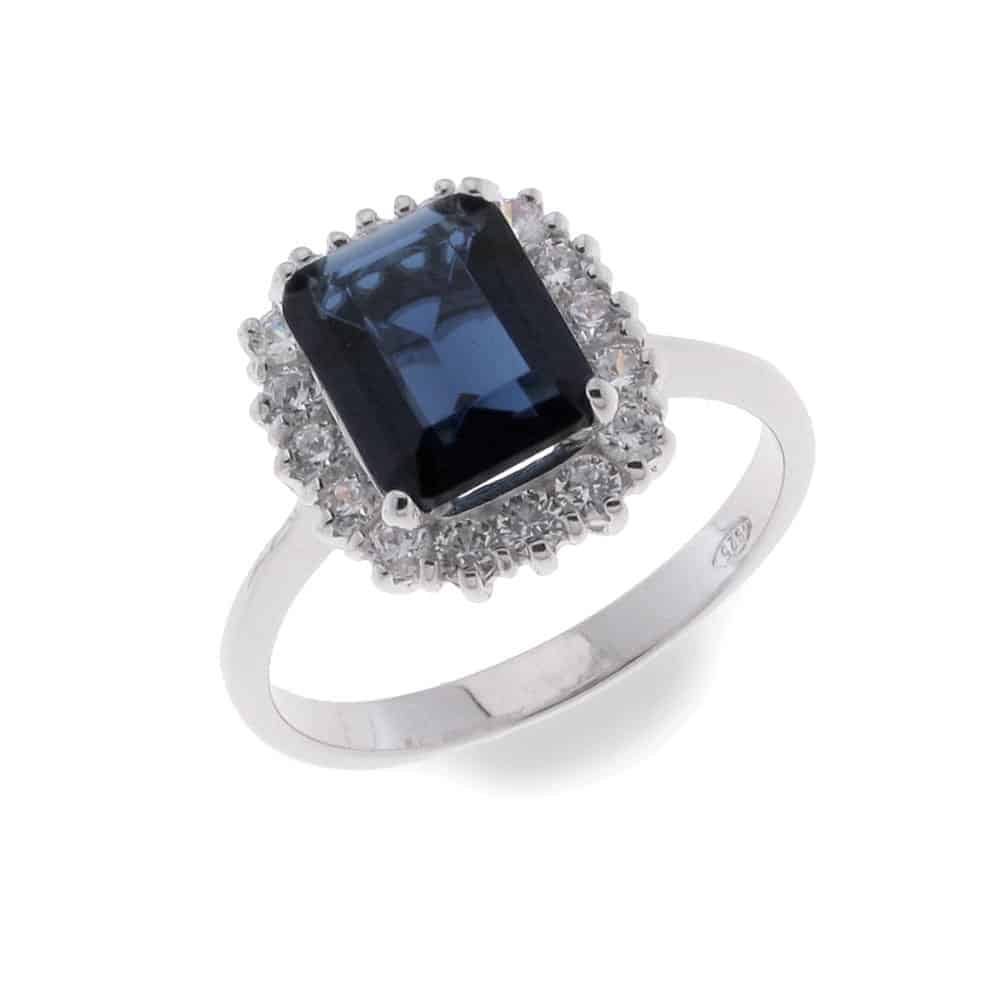 Inel din argint  cu pietre Cubic Zirconia Incolor, Cubic Zirconia Albastru