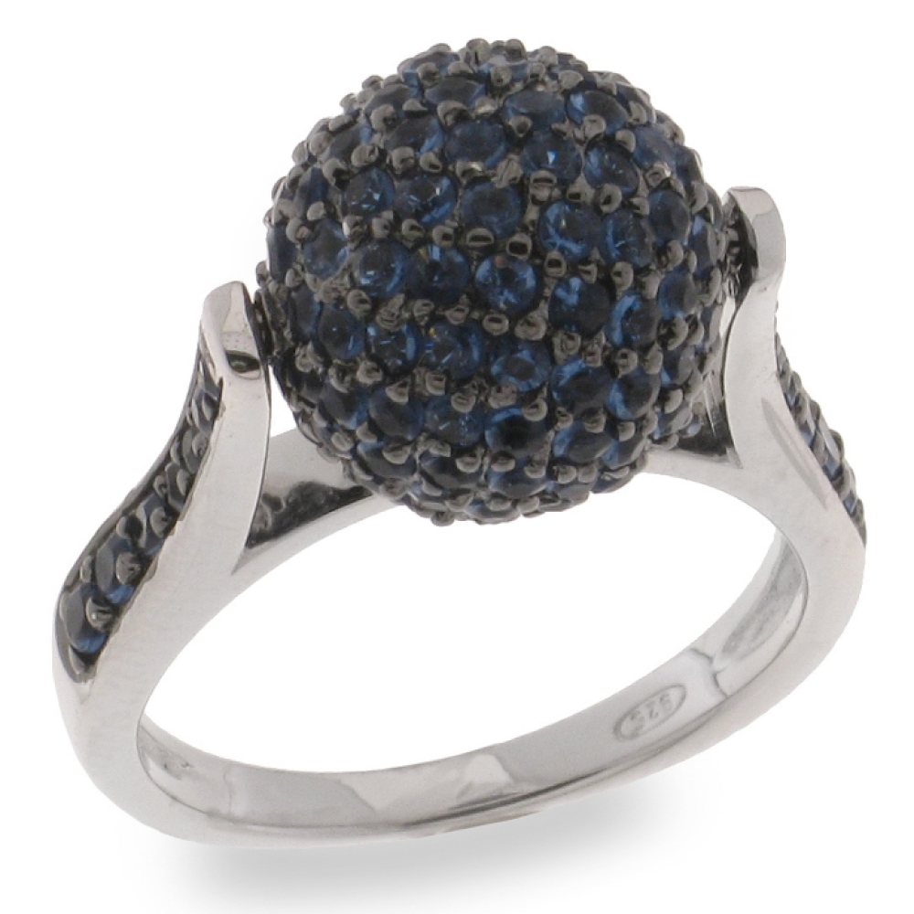 Inel din argint  cu pietre Cubic Zirconia Albastru