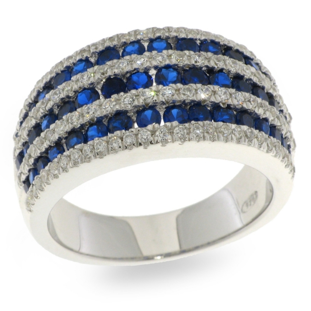 Inel din argint  cu pietre Cubic Zirconia Incolor, Cubic Zirconia Albastru
