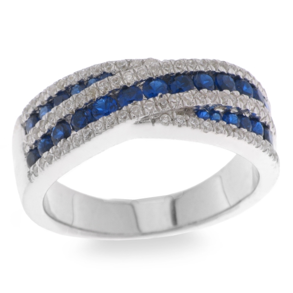 Inel din argint  cu pietre Cubic Zirconia Incolor, Cubic Zirconia Albastru