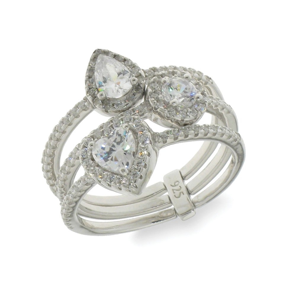 Inel din argint  cu pietre Cubic Zirconia Incolor