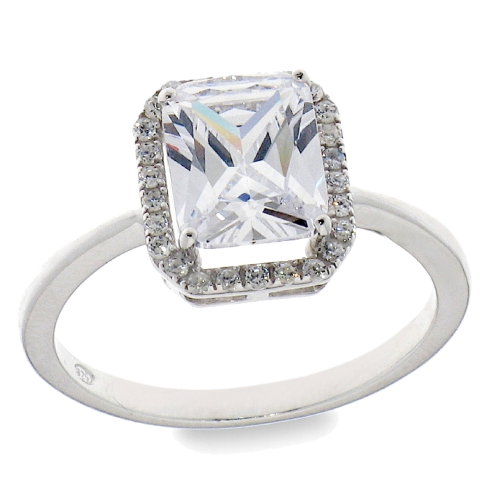 Inel din argint  cu pietre Cubic Zirconia Incolor