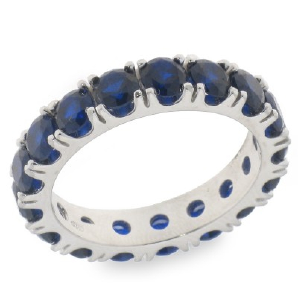 Inel din argint  cu pietre Cubic Zirconia Incolor, Cubic Zirconia Albastru