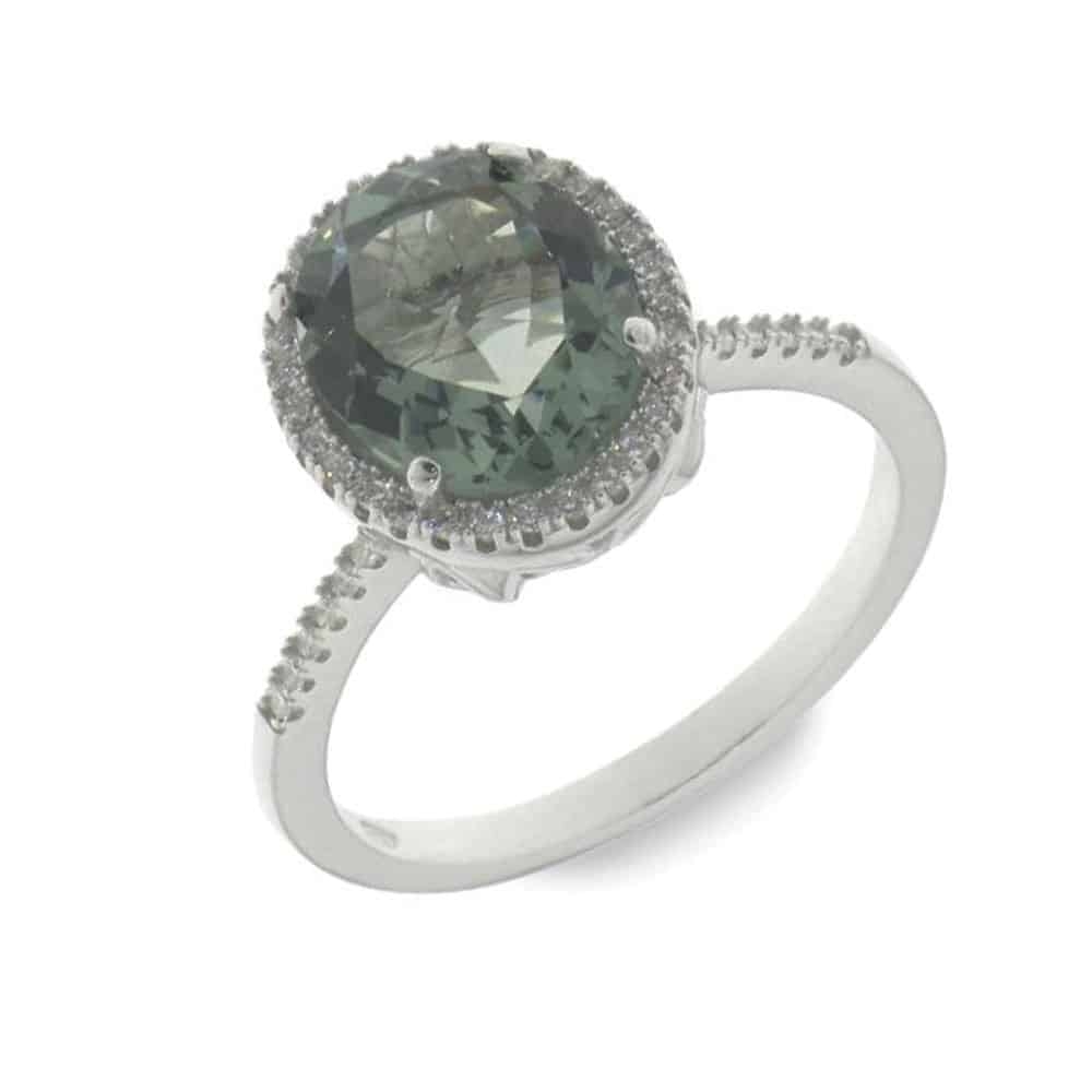 Inel din argint  cu pietre Cubic Zirconia Incolor, Cubic Zirconia Verde