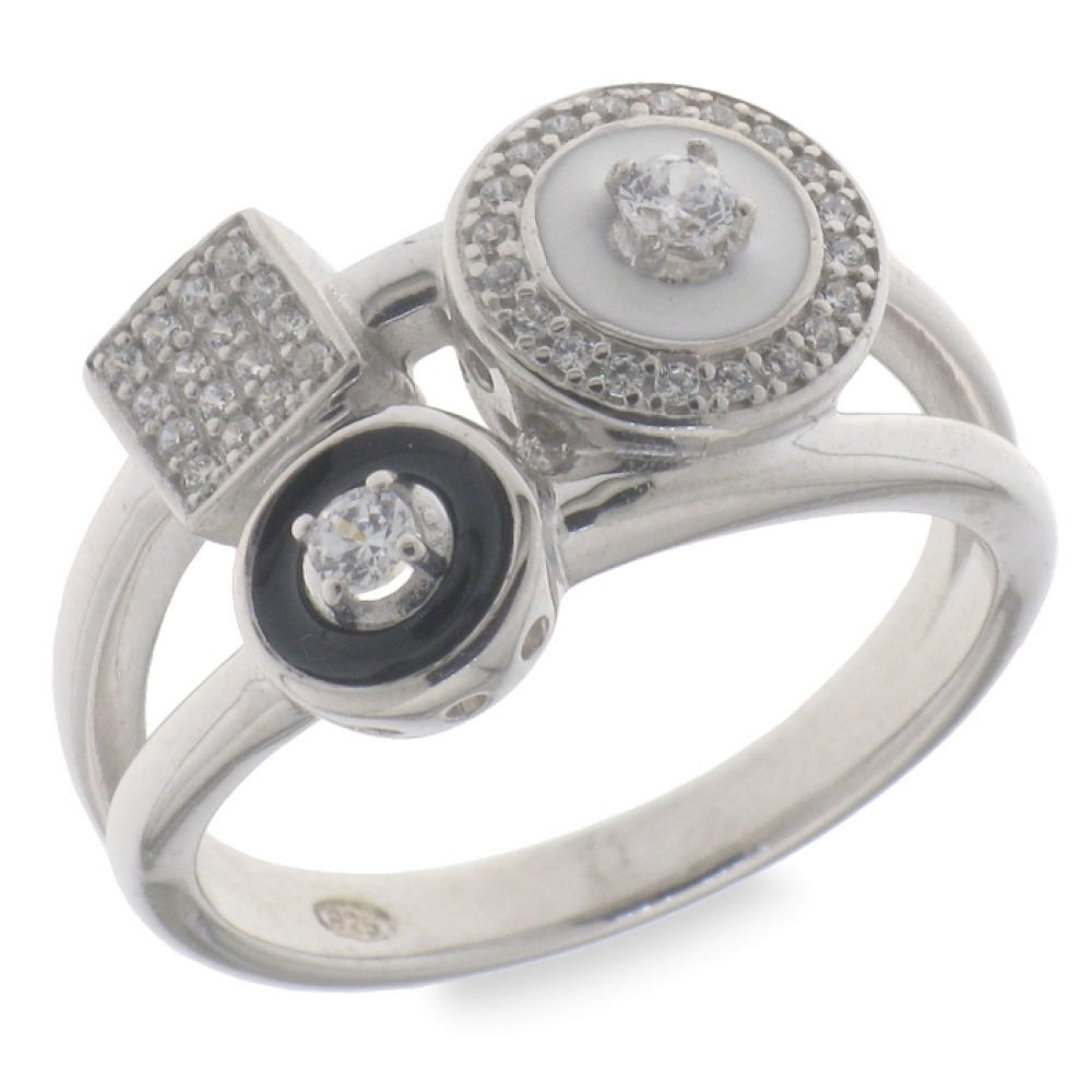 Inel din argint  cu pietre Cubic Zirconia Incolor, Finift