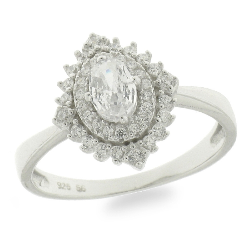 Inel din argint  cu pietre Cubic Zirconia Incolor