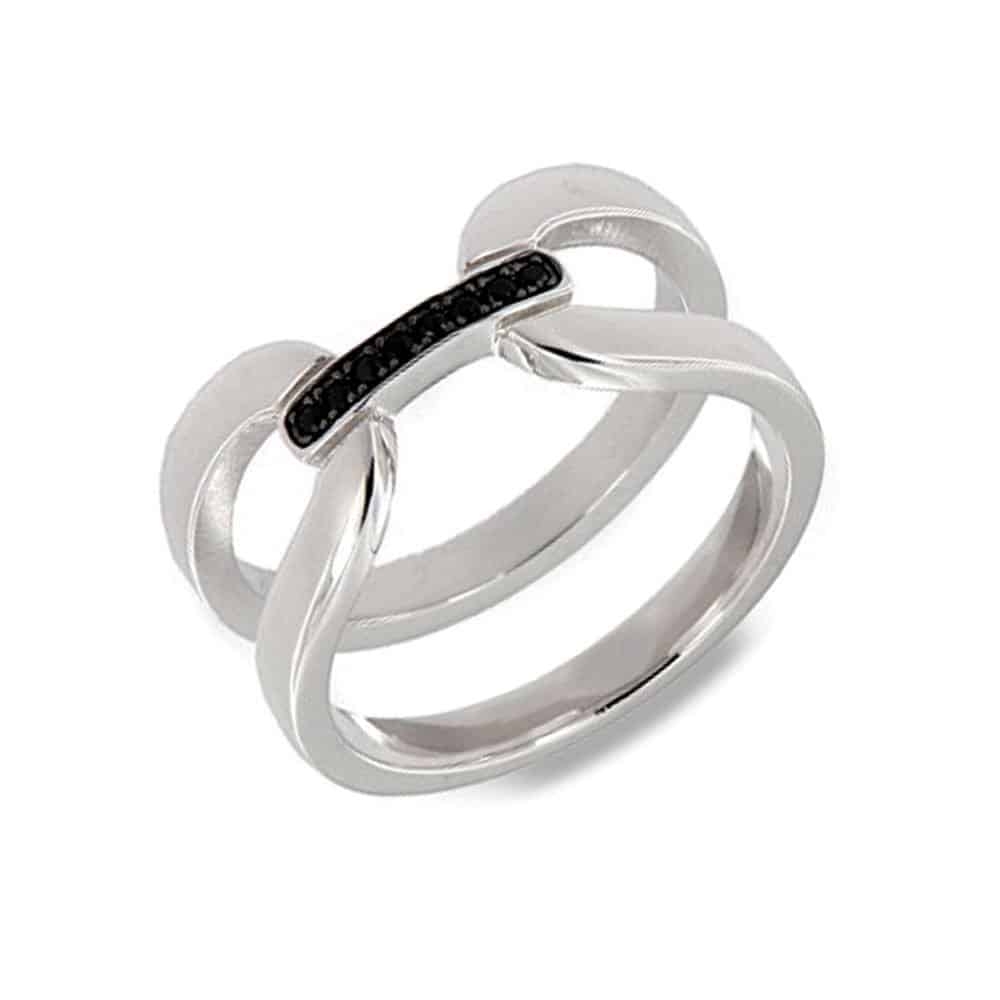 Inel din argint  cu pietre Cubic Zirconia Negru
