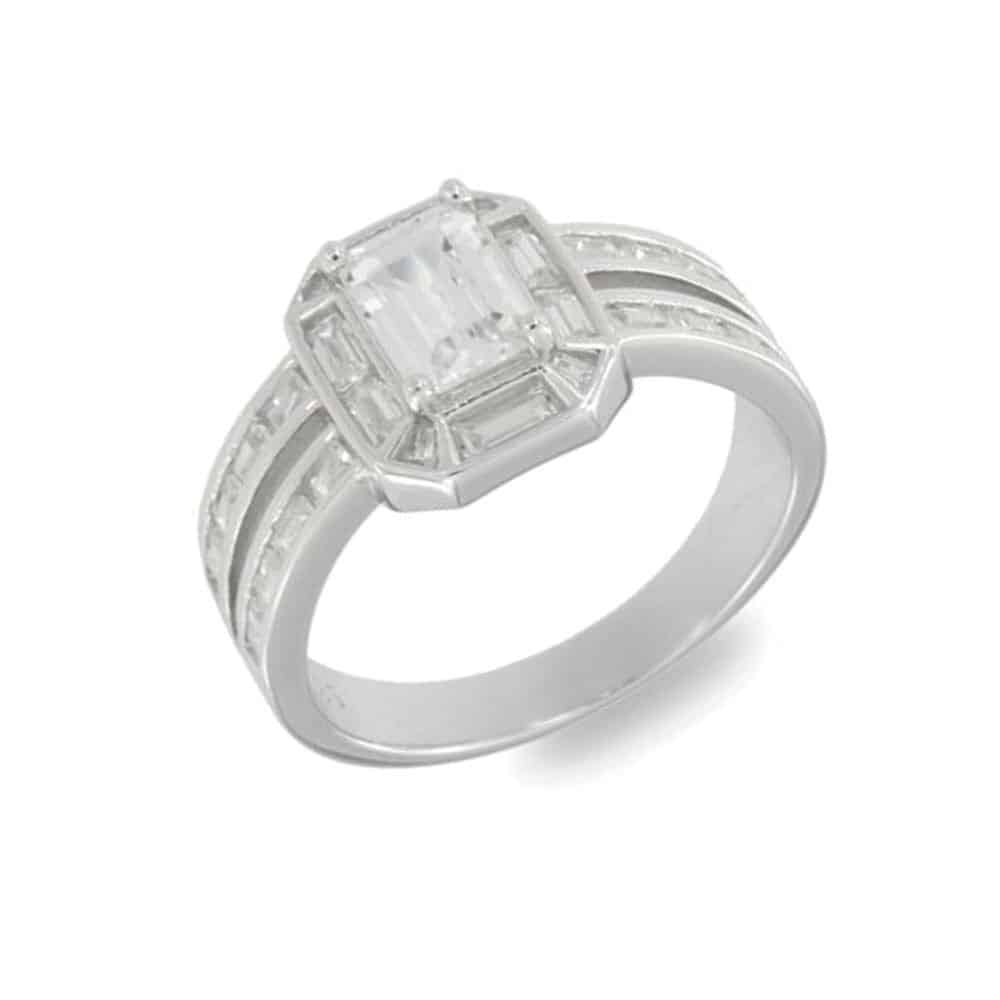 Inel din argint  cu pietre Cubic Zirconia Incolor, Opal (sintetic)