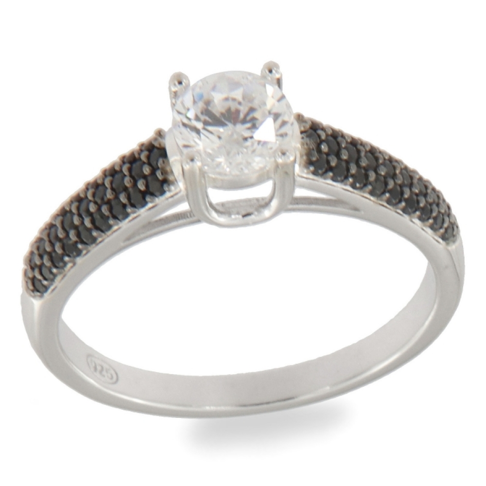 Inel din argint  cu pietre Cubic Zirconia Incolor, Safir Portocaliu