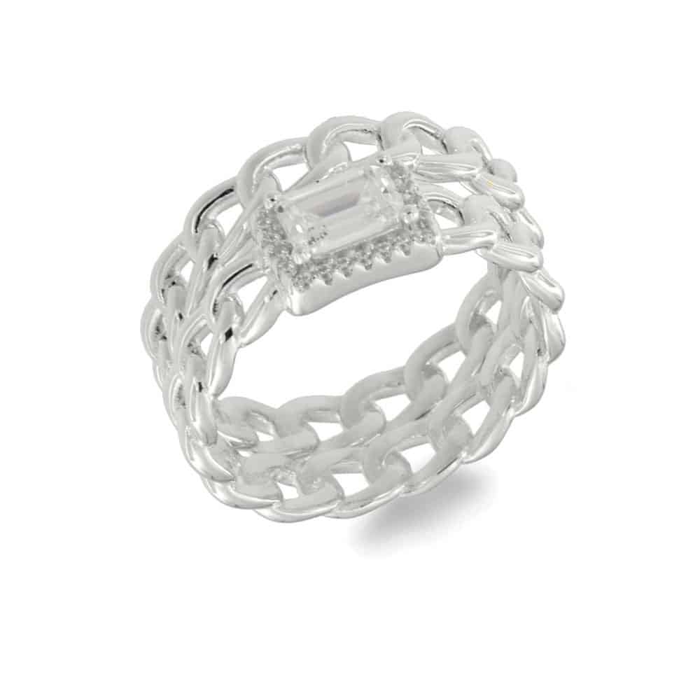 Inel din argint  cu pietre Cubic Zirconia Incolor