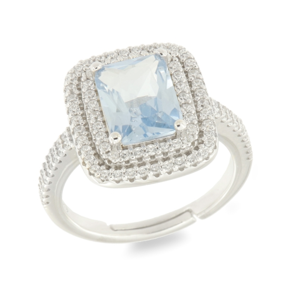 Inel din argint  cu pietre Cubic Zirconia Incolor, Cubic Zirconia Albastru