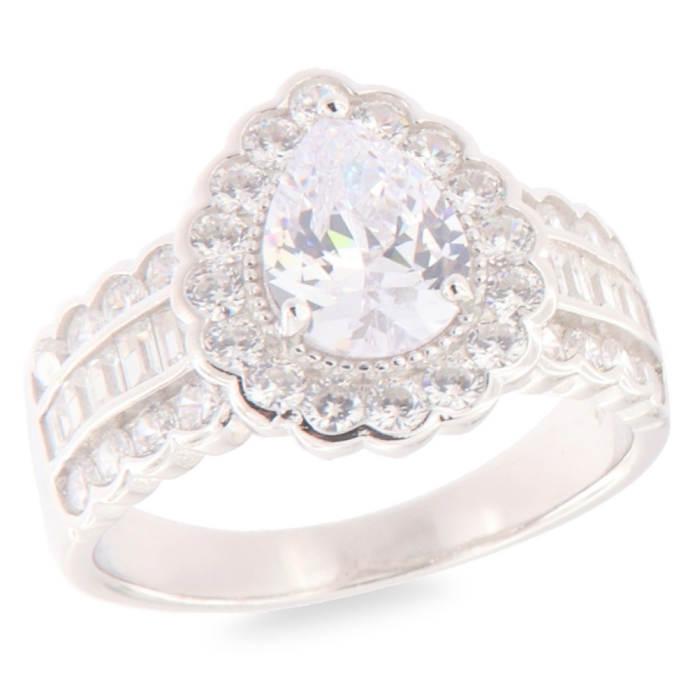 Inel din argint  cu pietre Cubic Zirconia Incolor