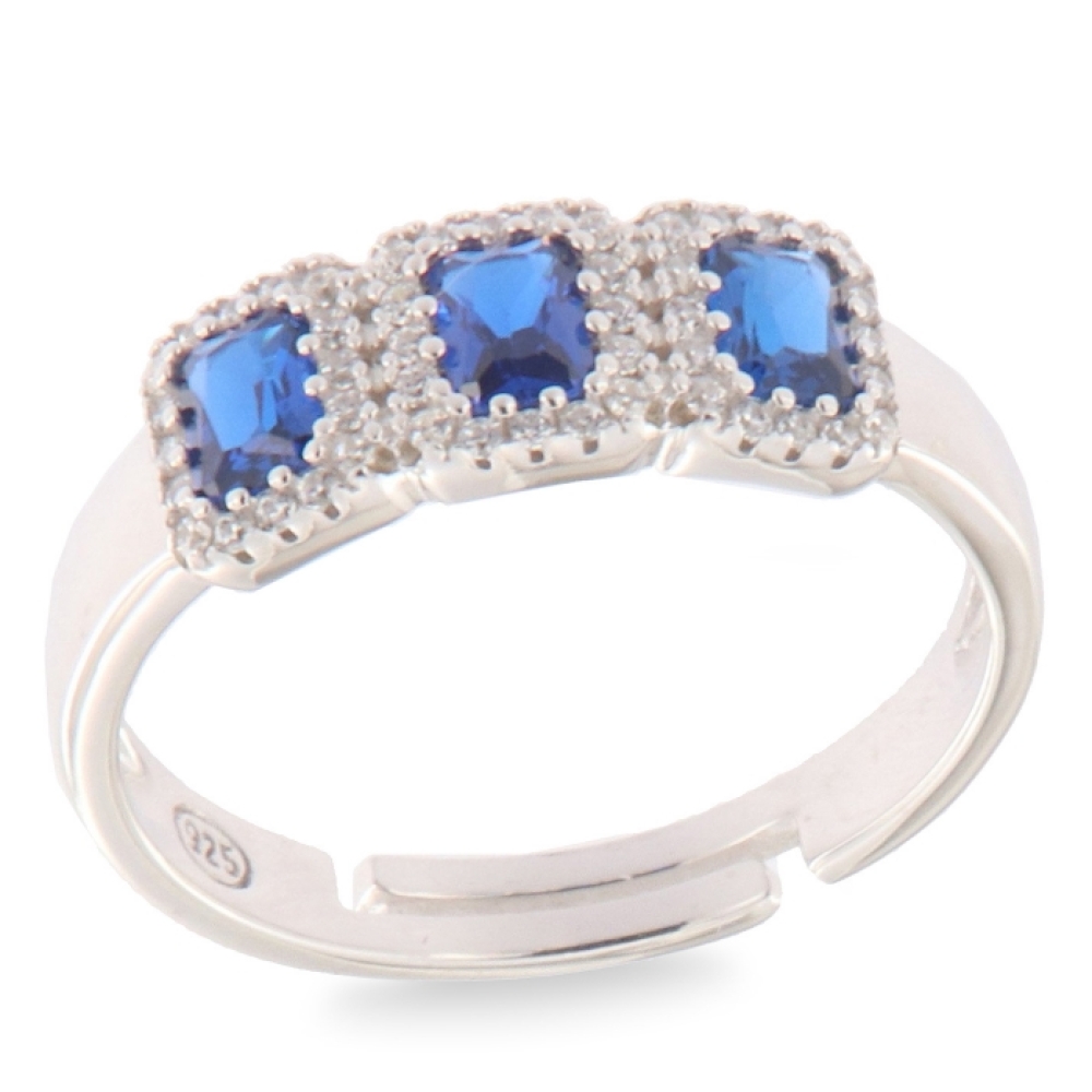 Inel din argint  cu pietre Cubic Zirconia Incolor, Cubic Zirconia Albastru