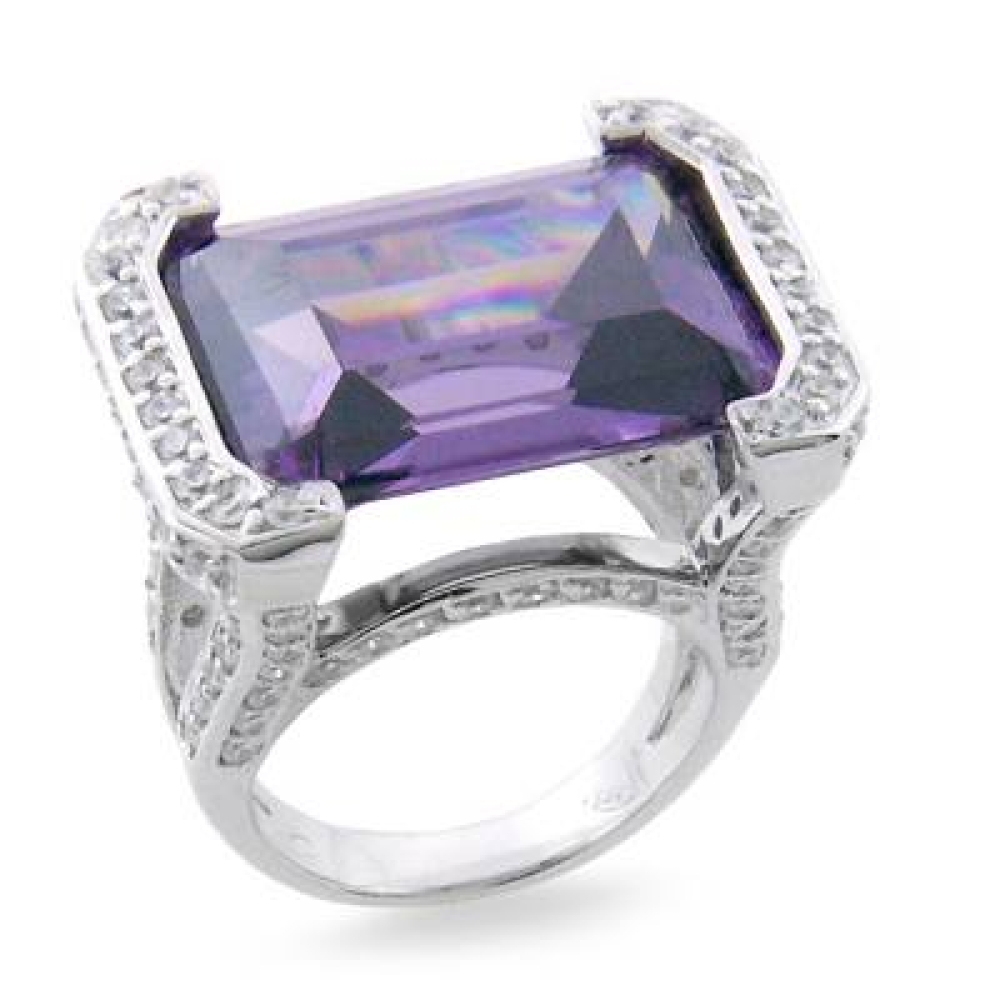 Inel din argint  cu pietre Sital Portocaliu, Cubic Zirconia Liliachiu