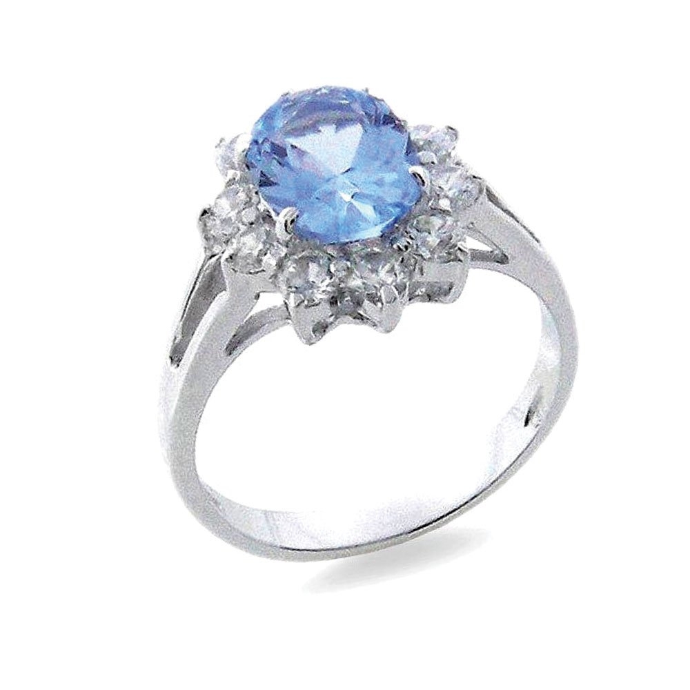Inel din argint  cu pietre Cubic Zirconia Incolor, Cubic Zirconia Albastru