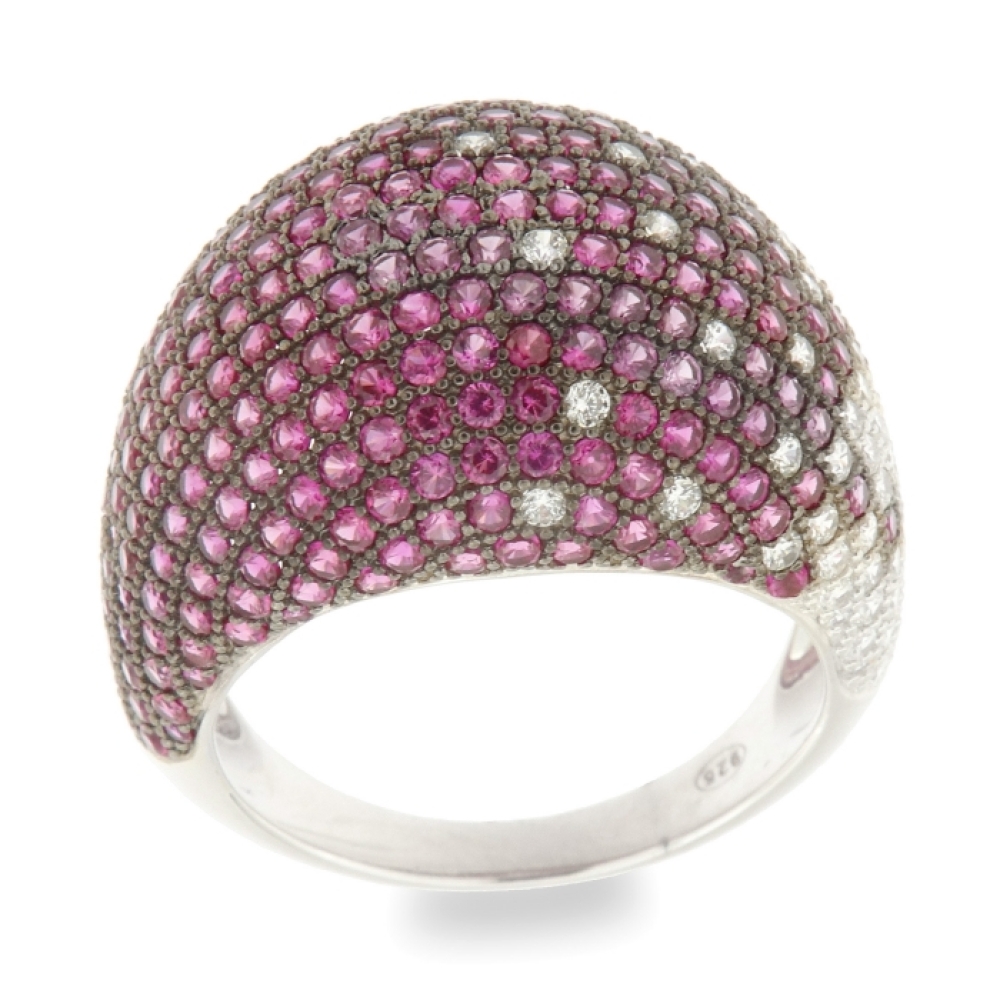 Inel din argint  cu pietre Cubic Zirconia Incolor, Cubic Zirconia Roz