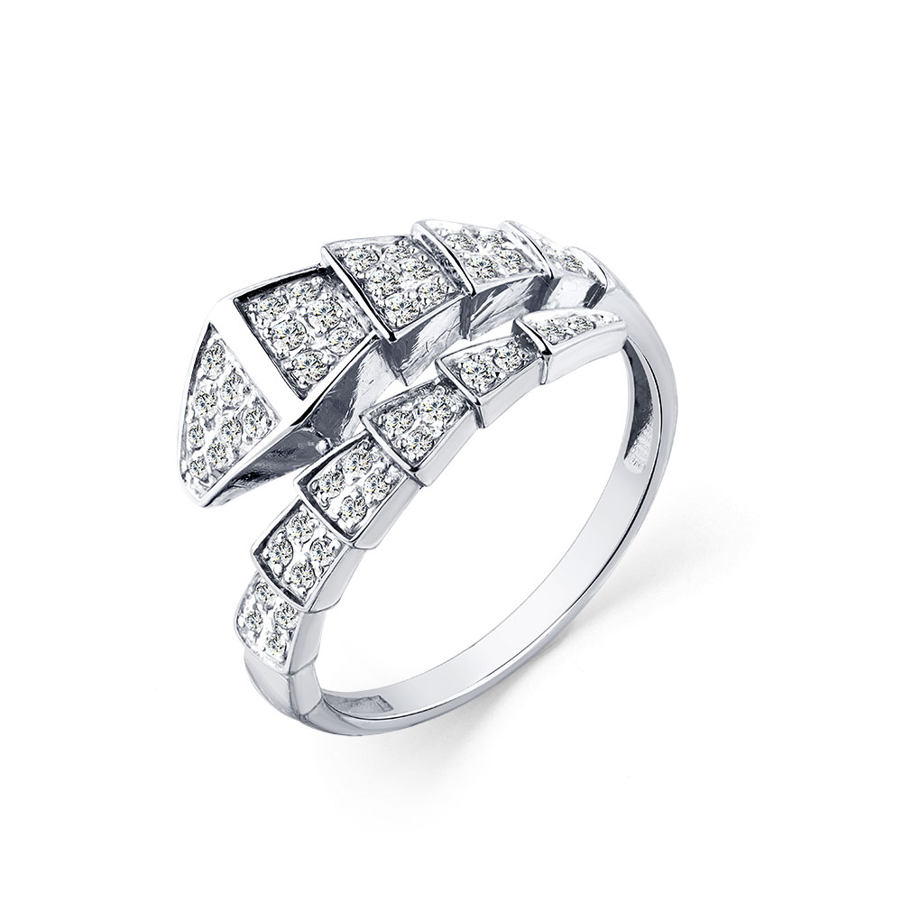 Inel din aur alb cu pietre Cubic Zirconia Incolor