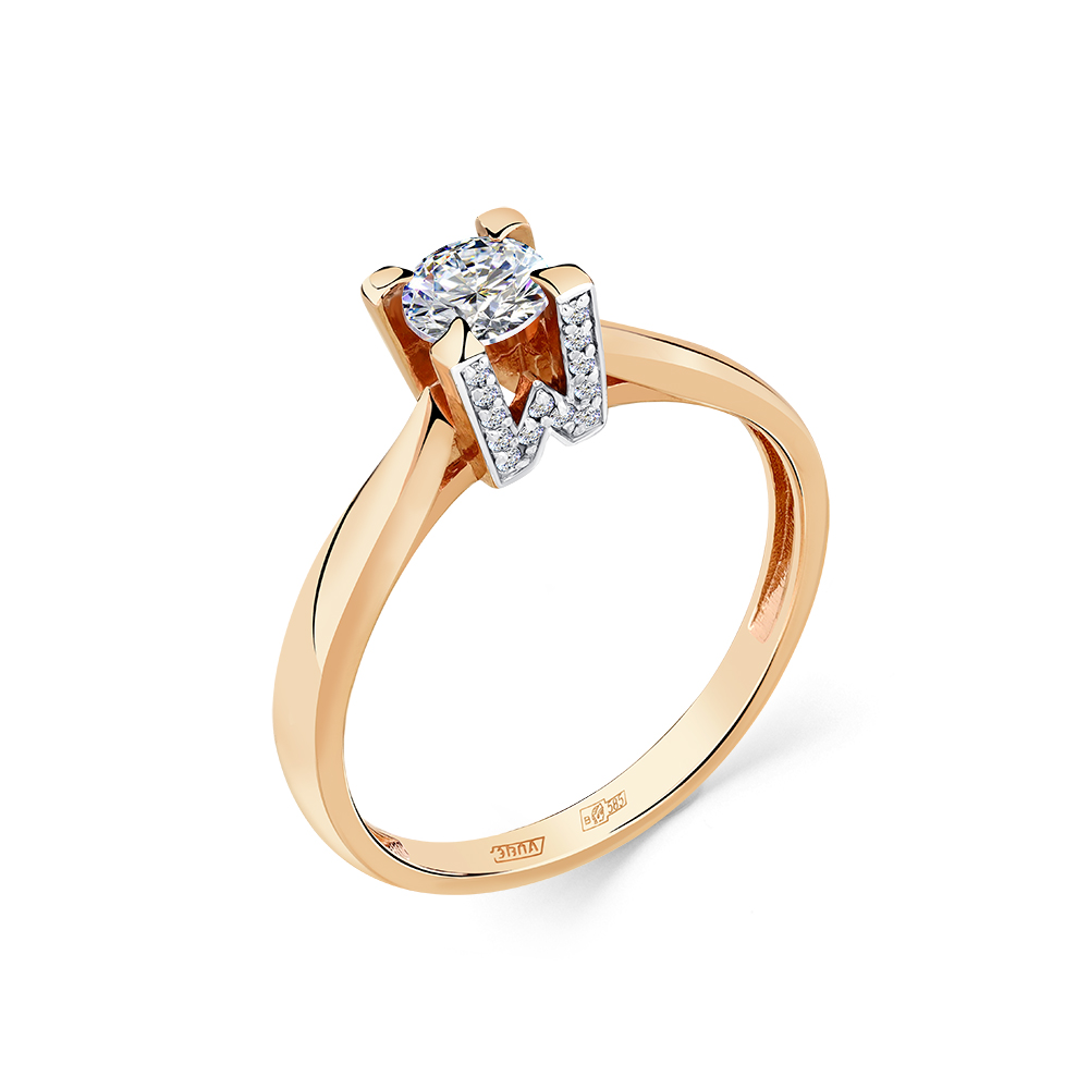Inel din aur roșu cu pietre Cubic Zirconia Incolor