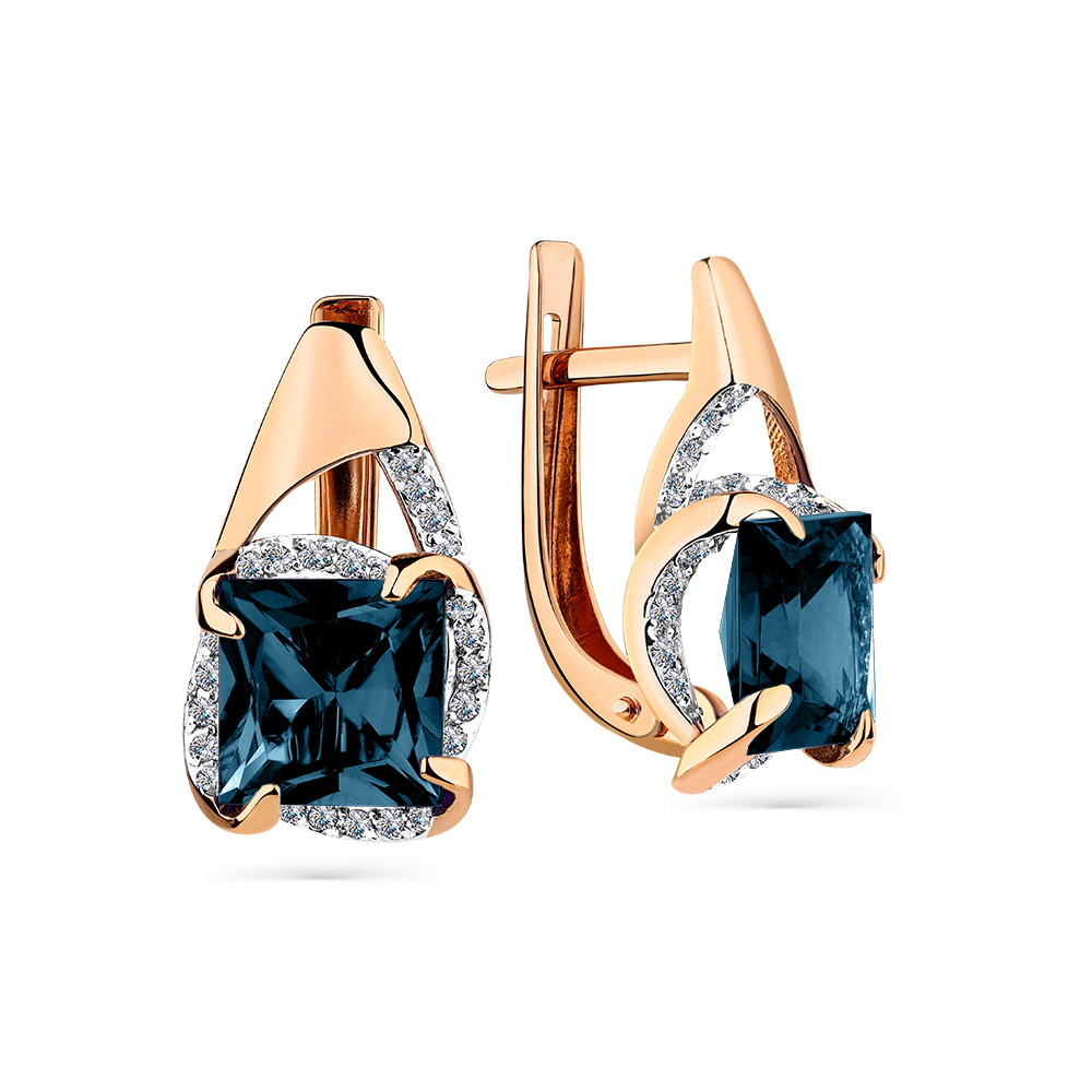 Cercei din aur roșu cu pietre Cubic Zirconia Incolor, Sital London (sint.)