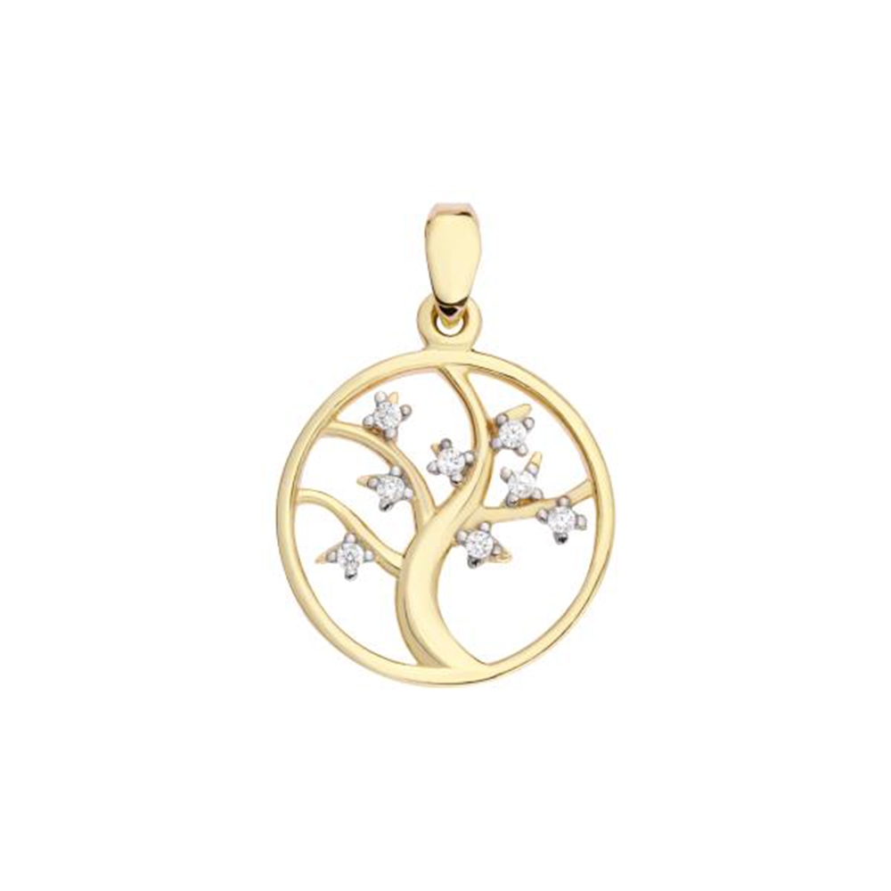 Pandantiv din aur galben cu pietre Cubic Zirconia Incolor