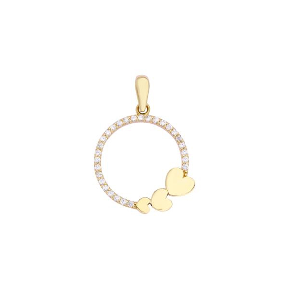 Pandantiv din aur galben cu pietre Cubic Zirconia Incolor