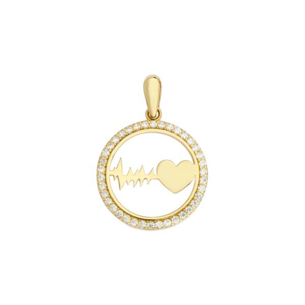 Pandantiv din aur galben cu pietre Cubic Zirconia Incolor