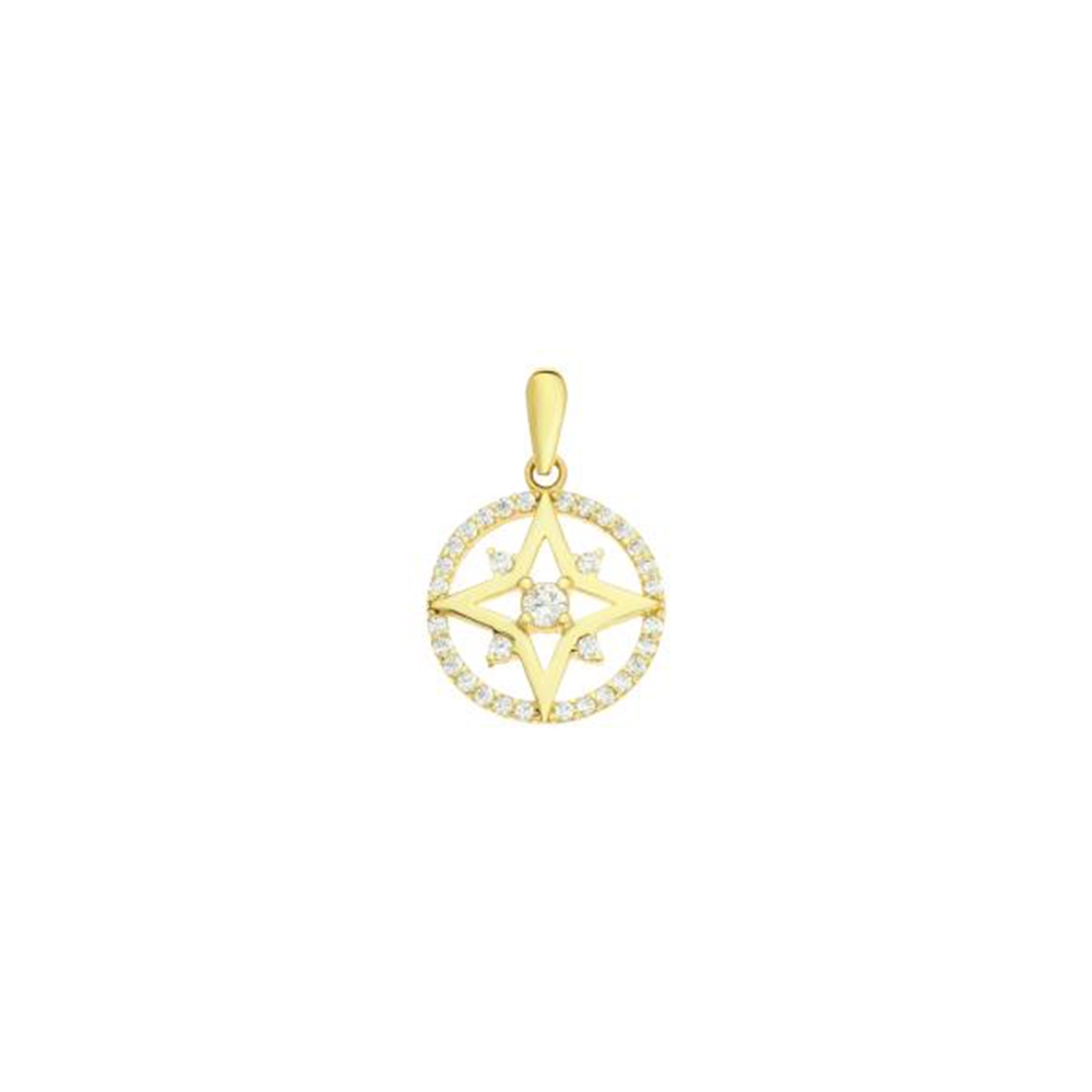 Pandantiv din aur galben cu pietre Cubic Zirconia Incolor