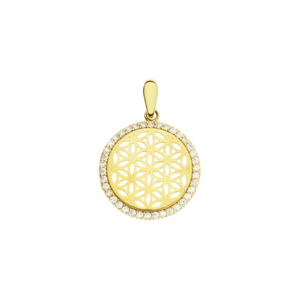 Pandantiv din aur galben cu pietre Cubic Zirconia Incolor