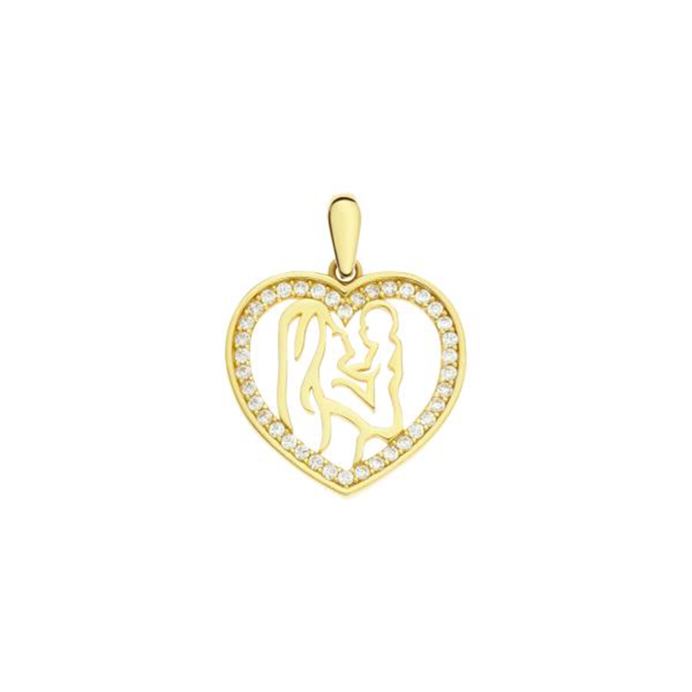 Pandantiv din aur galben cu pietre Cubic Zirconia Incolor