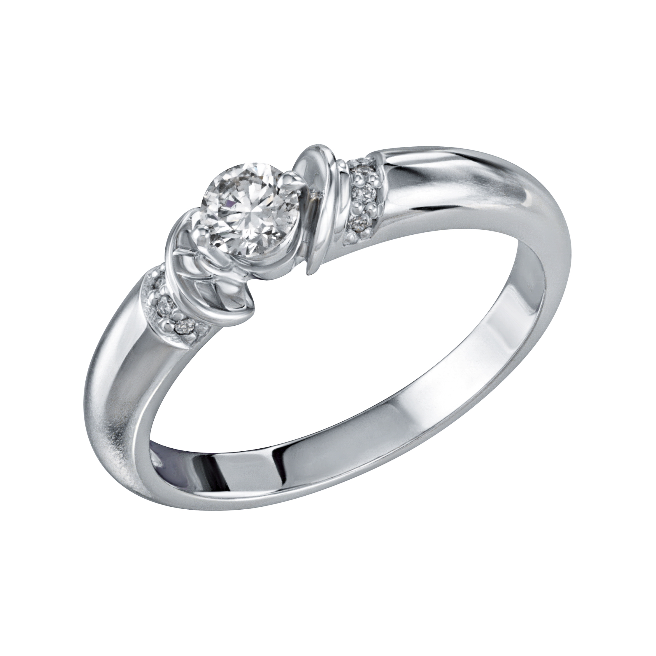 Inel din aur alb cu pietre Diamant