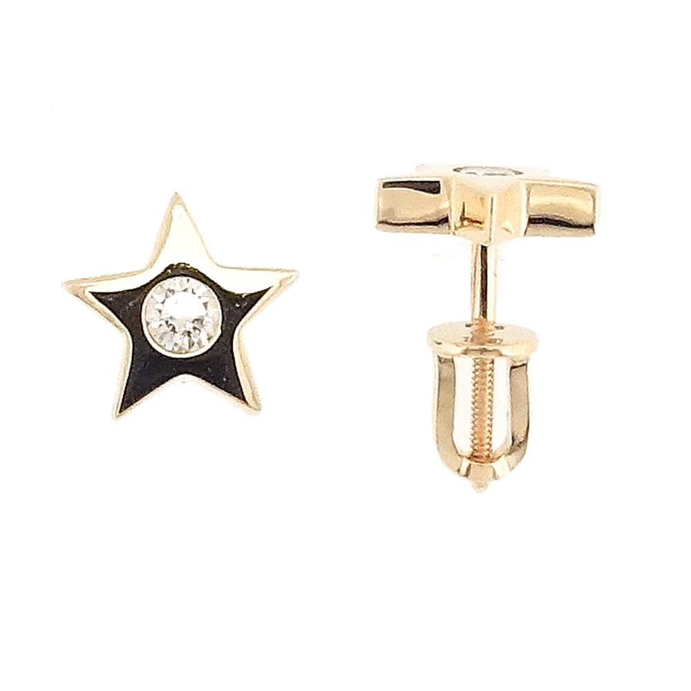 Cercei Pusete din aur galben cu pietre Diamant