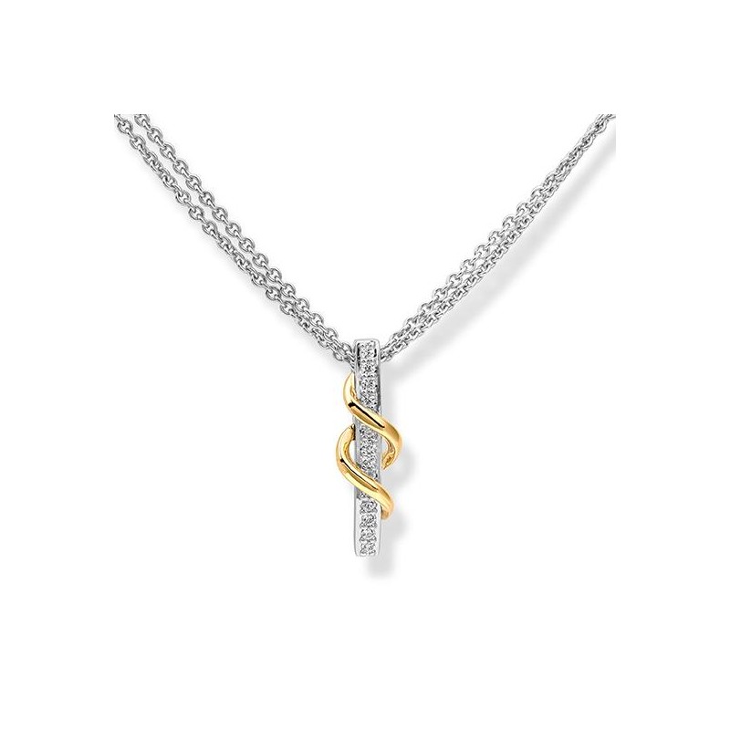 Pandantiv din aur alb și roșu cu pietre Diamant