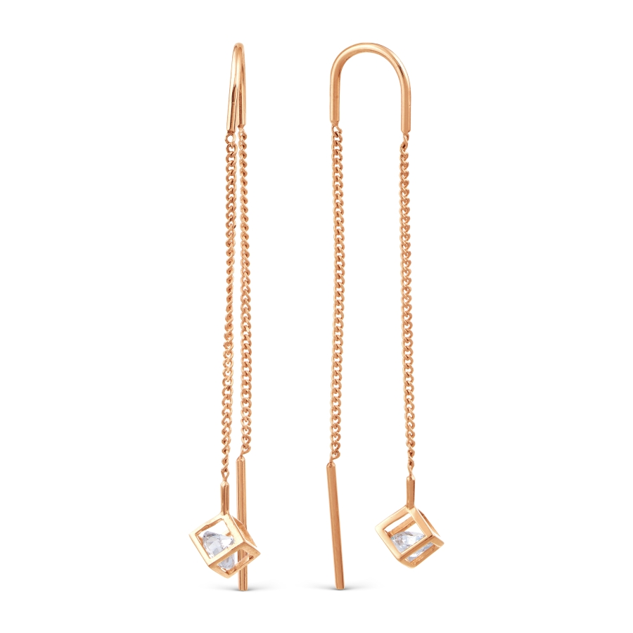Cercei Lanț din aur roșu cu pietre Cubic zirconia