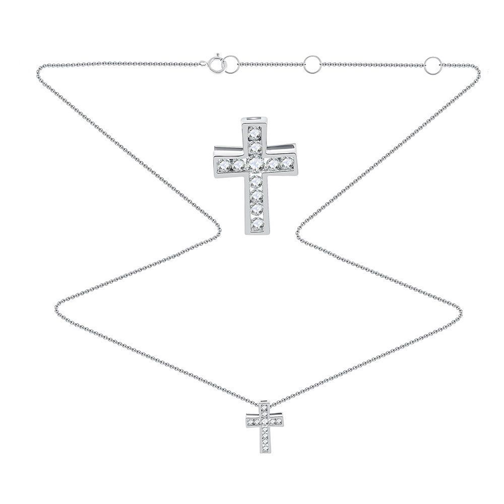 Colier din aur alb cu pietre Diamant