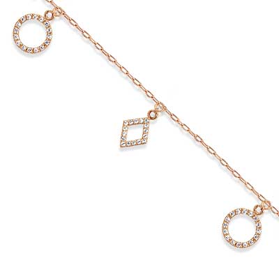 Brățară p/u Picior din aur roșu cu pietre Cubic Zirconia Incolor